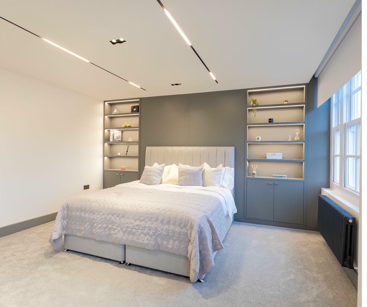 Master suite with premium bedding and elegant decor