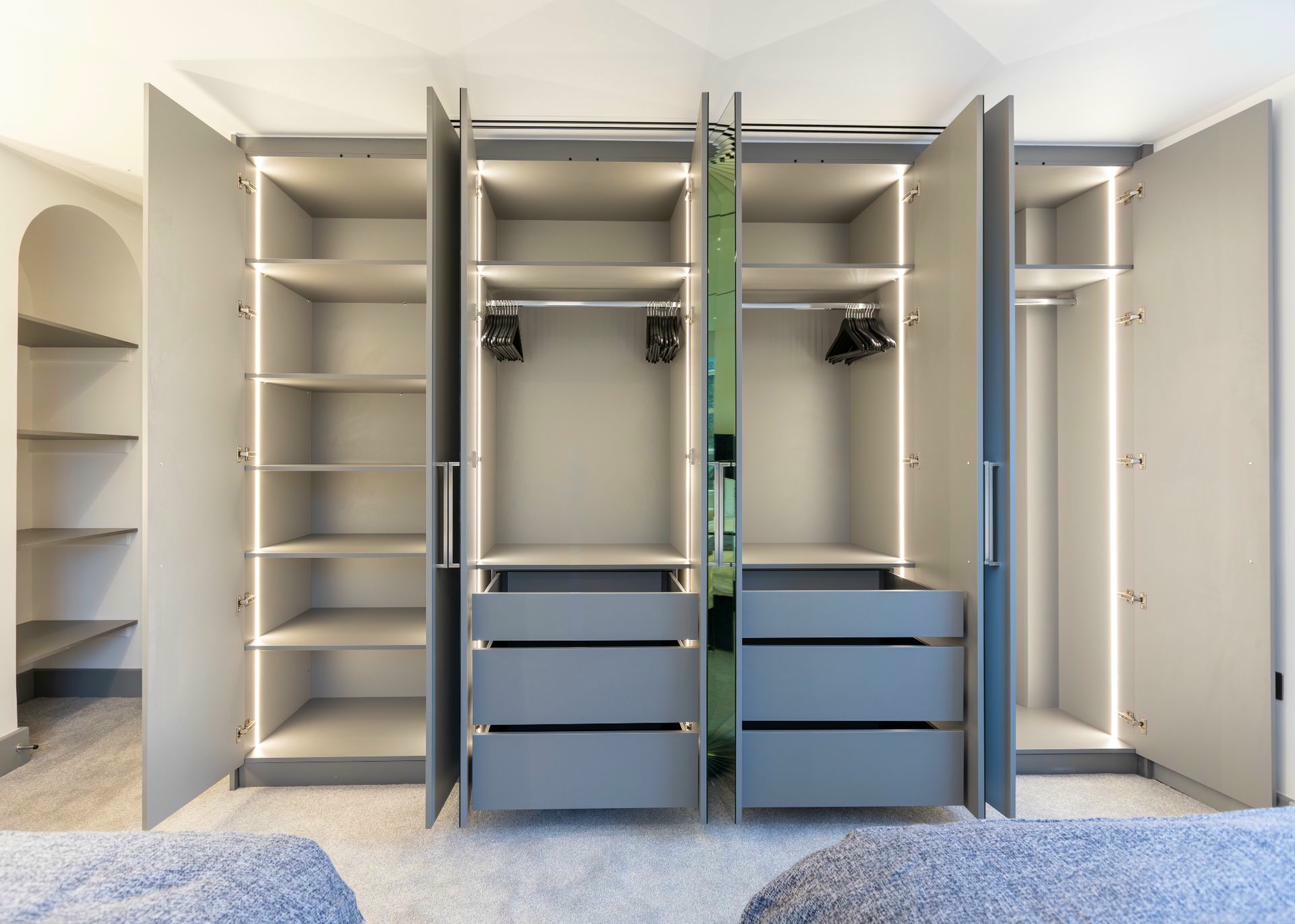 Walk-in wardrobe with custom built-in storage