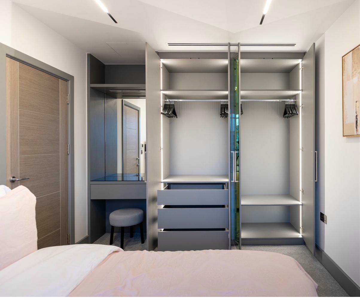 Custom fitted wardrobe with luxury finishes