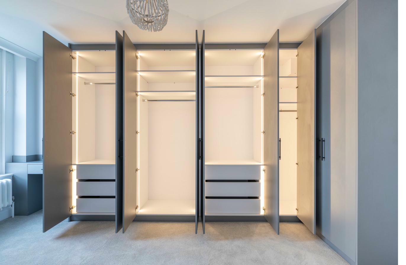 Custom wardrobe with illuminated interior