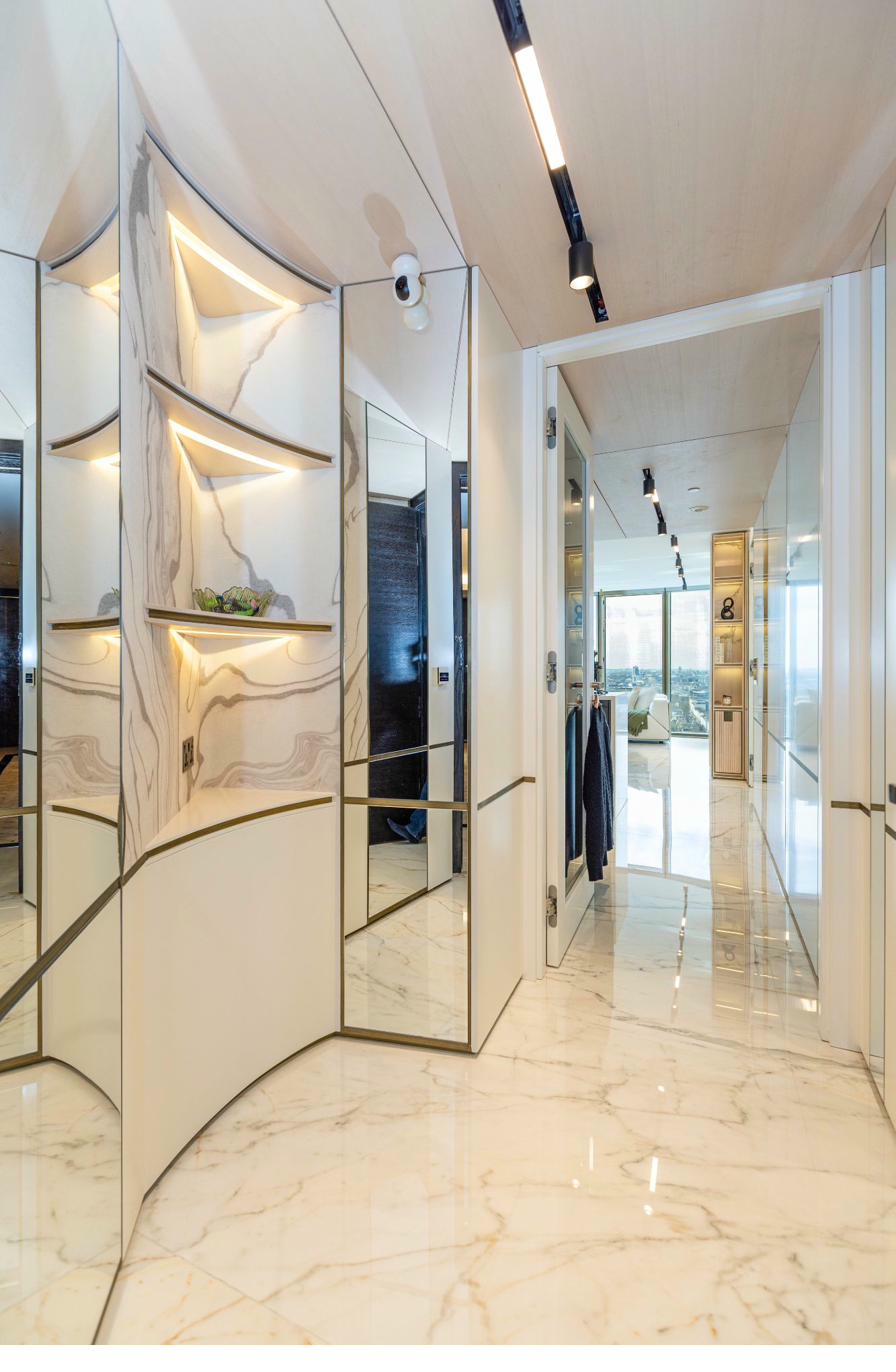Luxury hallway with marble flooring